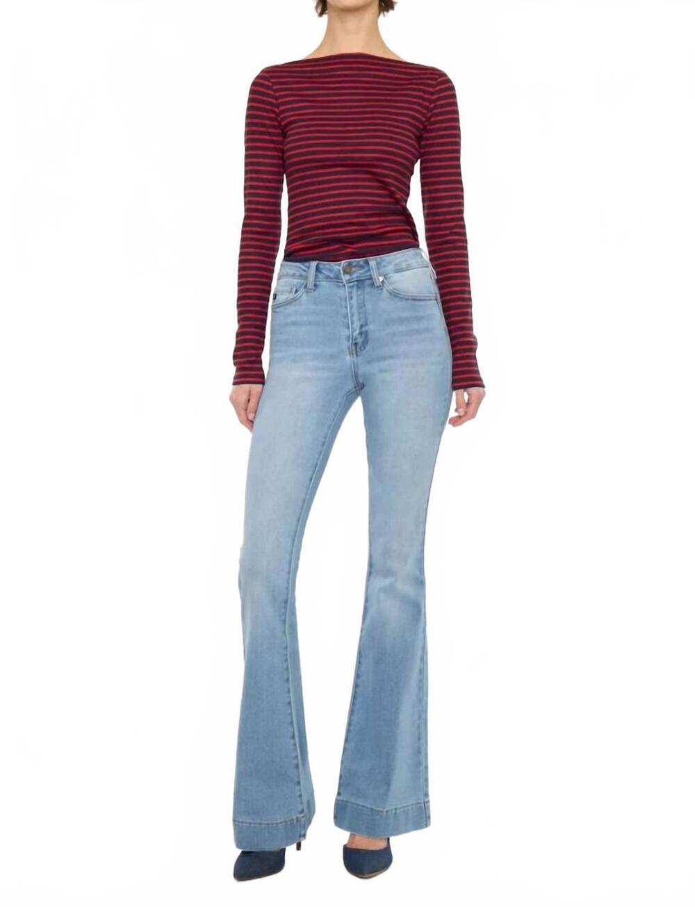 NEW KANCAN roxanne high rise flare jeans in light wash